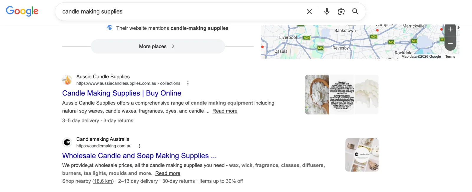 Aussie Candle Supplies - Google Ads screenshot 1