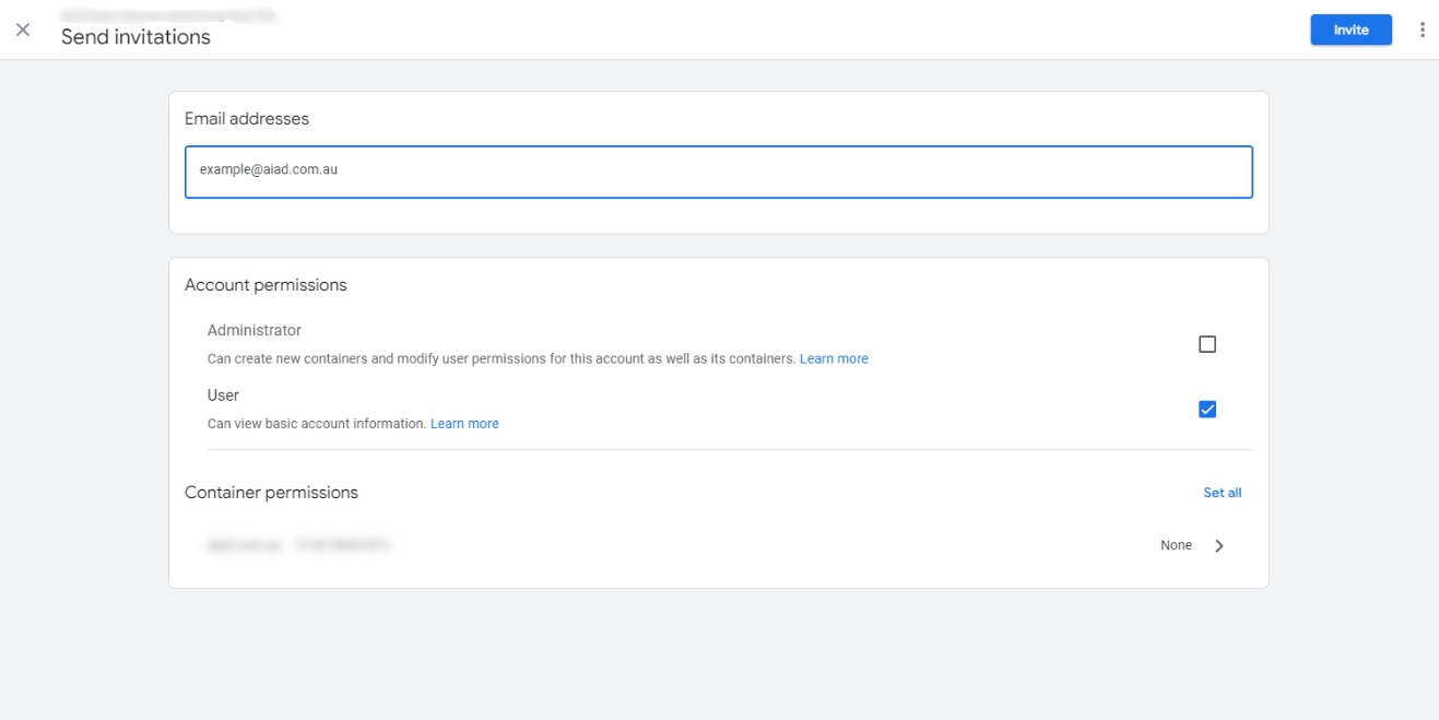 adding a user to google tag manager