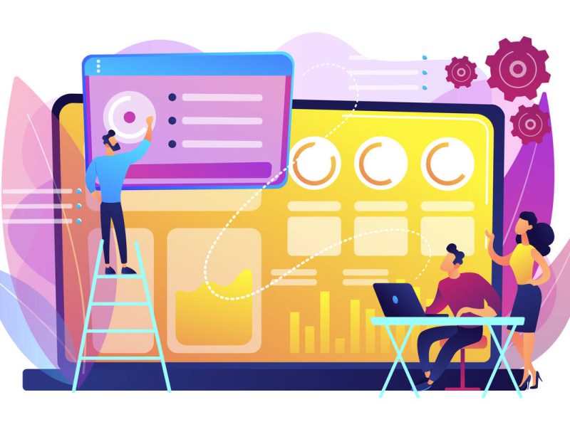 Social media dashboard concept vector illustration.