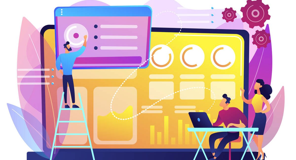 Social media dashboard concept vector illustration.