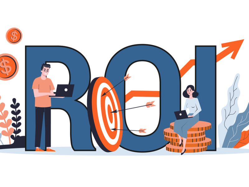 ROI or return on investment concept. Idea of finance profit